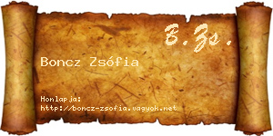 Boncz Zsófia névjegykártya